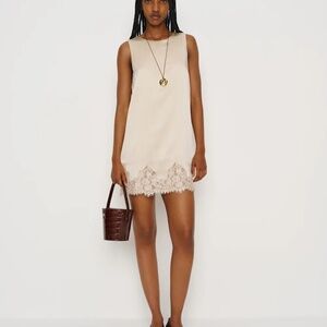 Reformation Jessalyn Silk Dress Almond - Size M